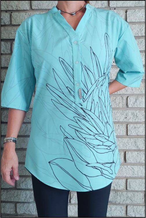 Turquoise Protea Line-Art Shirt