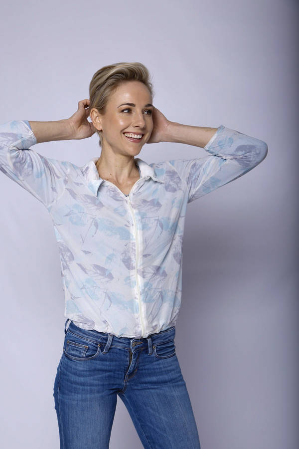 Light Leaves Zipper Top