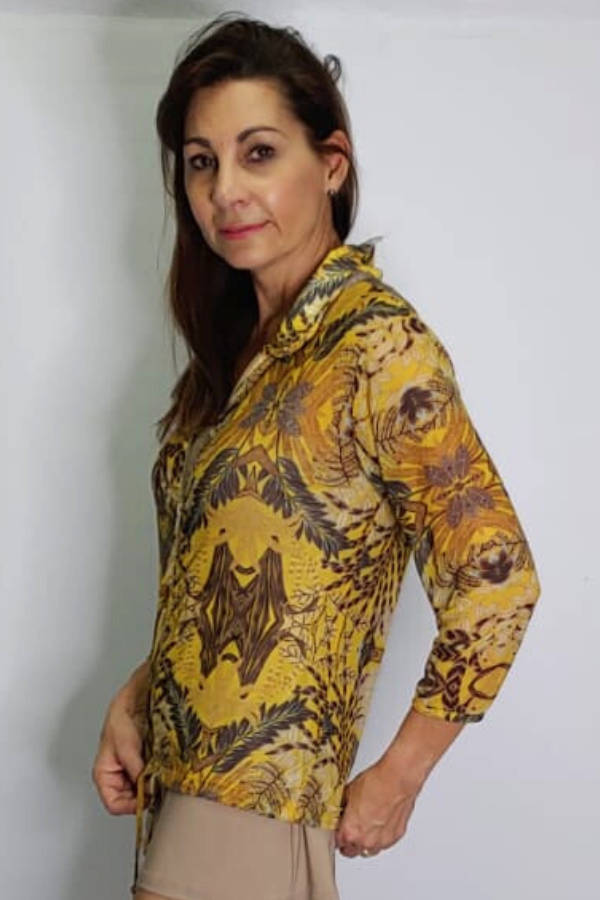African Mustard Zipper Top