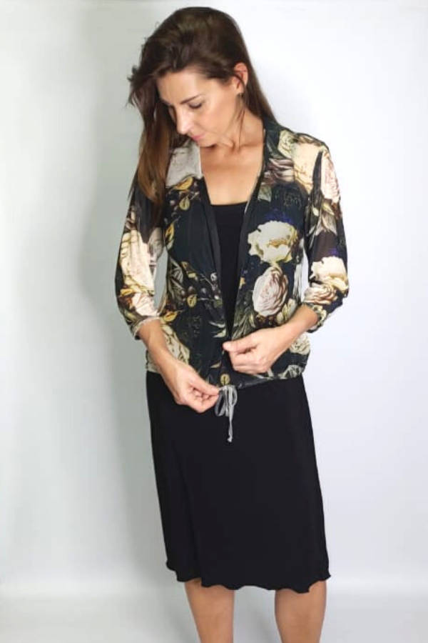 Olive Blooms Zipper Top