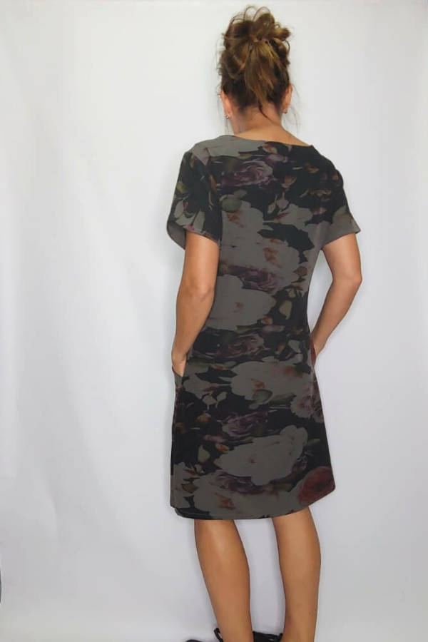 Black Floral Pocket Dress