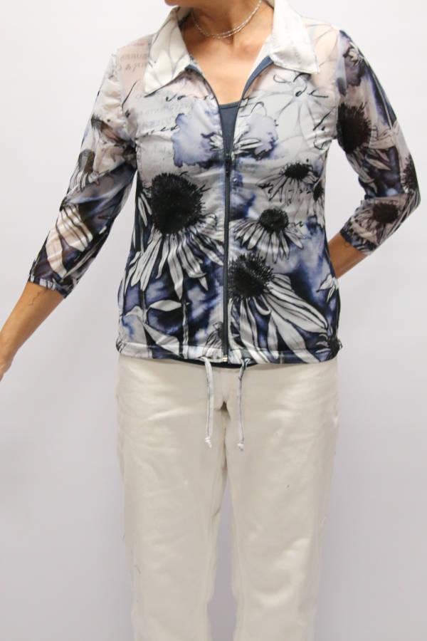 Flower Story Zipper Top