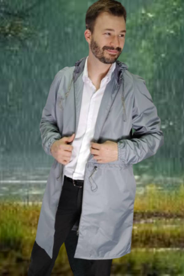 Grey Pull-in waist Parka