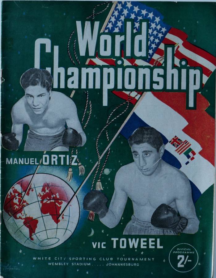 Manuel Ortiz Vic Toweel Boxing Program Wembley Stadium Johannesburg Vintage