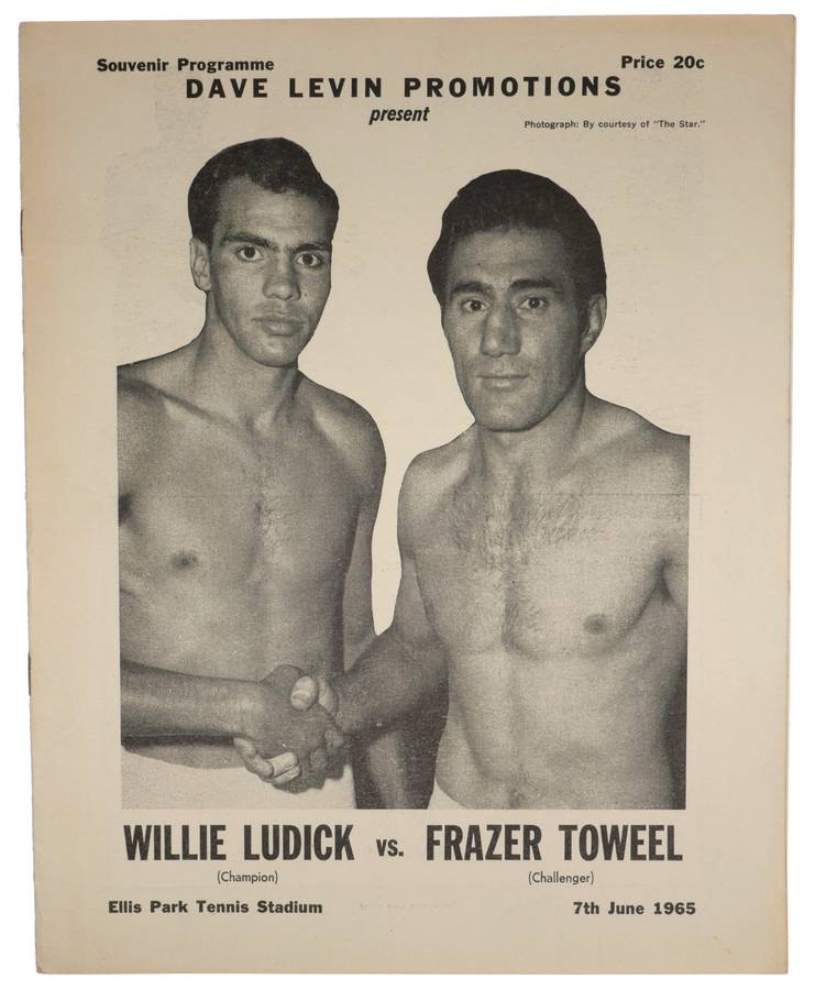 Willie Ludick vs Frazer Toweel Boxing Program 1965 Ellis Park On-Site