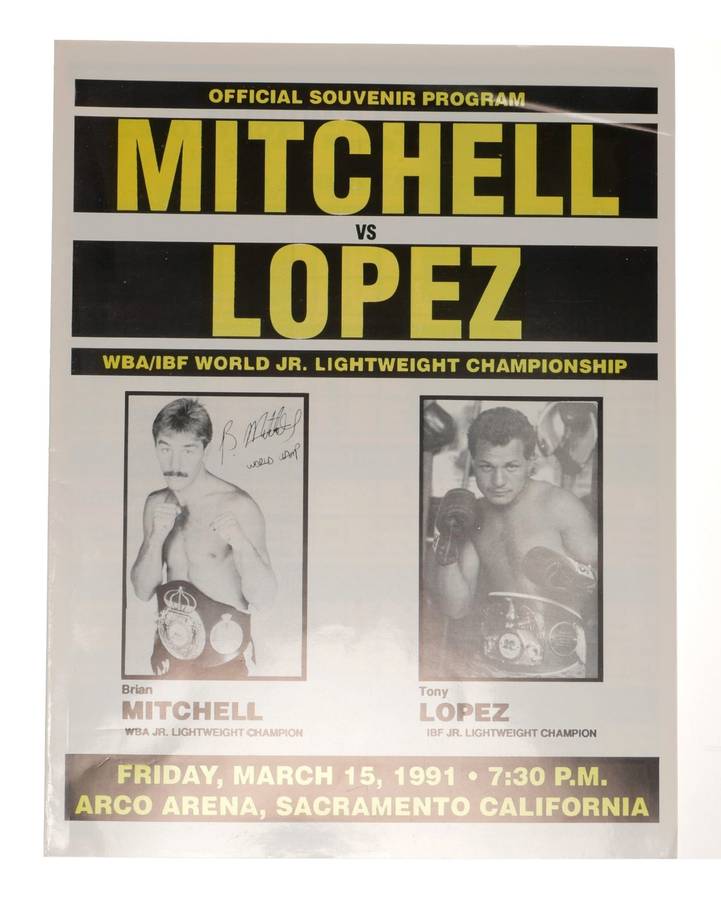 Mitchell vs Lopez Boxing Program WBA/IBF World Jr Lightweight 1991 Sacramento