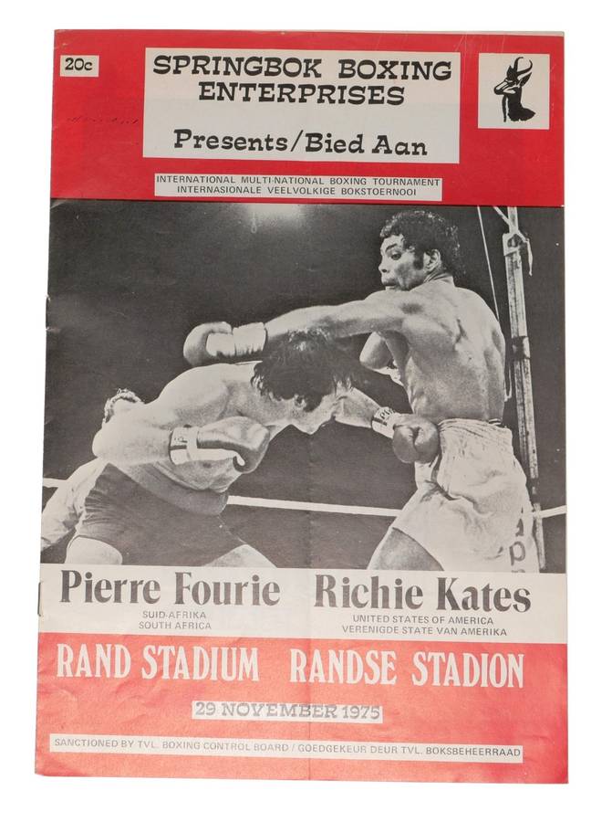 Pierre Fourie vs Richie Kates Boxing Program Rand Stadium 1975 Vintage