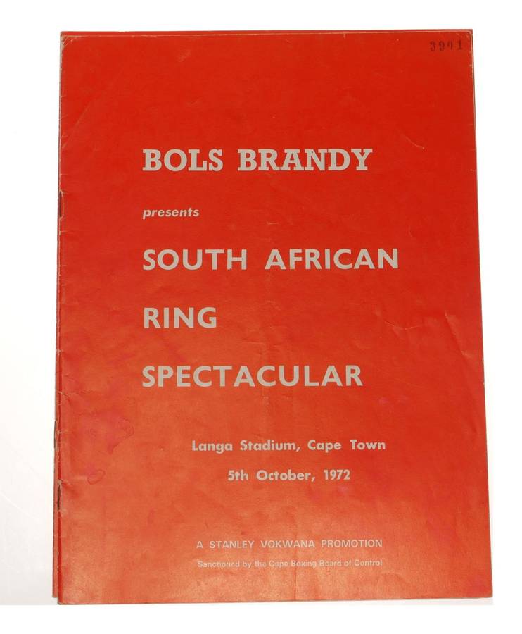 South African Ring Spectacular Boxing Program 1972 Cape Town