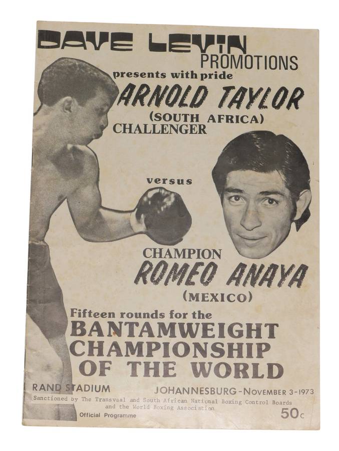 Arnold Taylor vs Romeo Anaya Boxing Program 1973 Rand Stadium Johannesburg