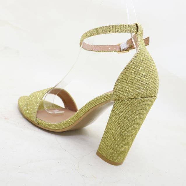 Gold Glitter Low Heeled Sandal -Size 3 4 5 6 7