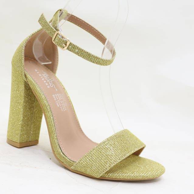 Gold Glitter Low Heeled Sandal -Size 3 4 5 6 7