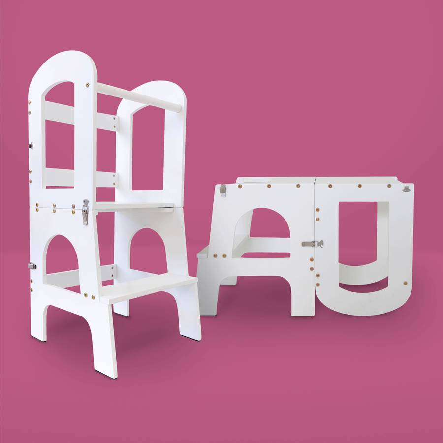 2-in-1 Toddler Learning Tower, Step Stool and Child Desk & Chair