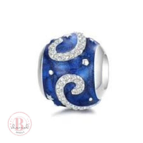 Blue Enamel And Cubic Bead Charm