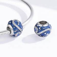 Blue Enamel And Cubic Bead Charm