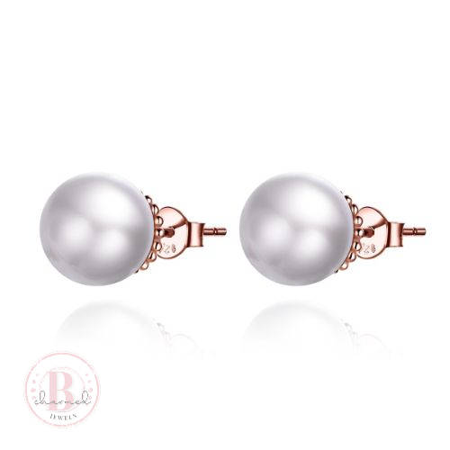 Silver Rose Pearl Studs