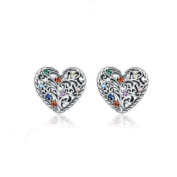 Silver Cubic Zirconia Heart Shape Earrings