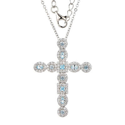 Stunning Silver Cubic Zirconia Cross Necklace