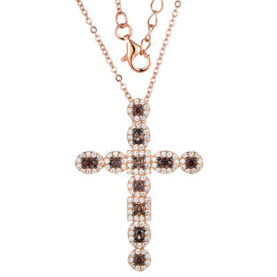 Stunning Silver Cubic Zirconia Cross Necklace