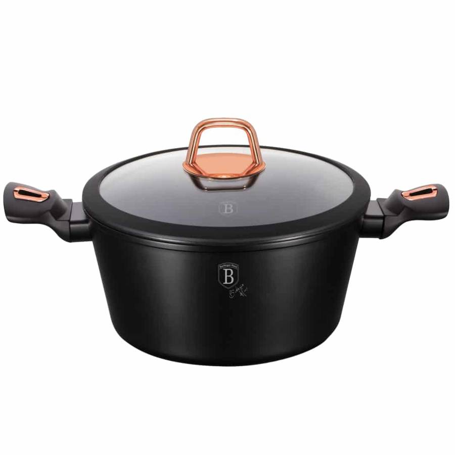 Berlinger Haus - 20 cm Marble Coating Metallic Line Casserole With Lid - Black Rose (Display Model)