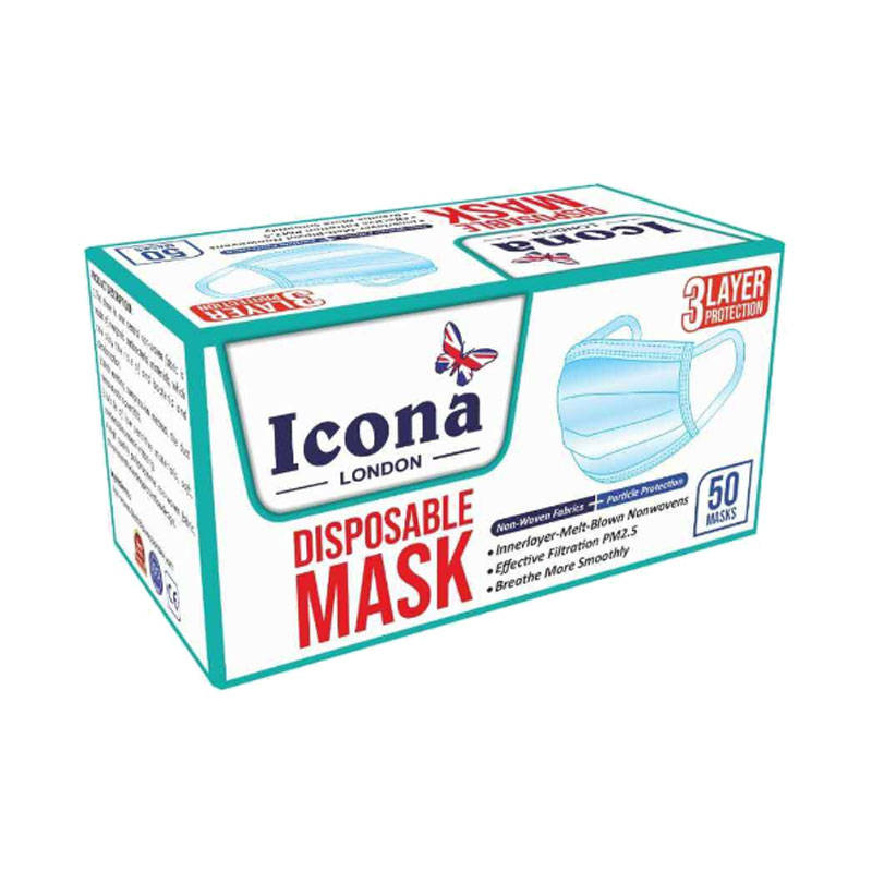 ICONA London - Disposable 3 Ply - Broad Elastic Comfortable Strap Ribbon Band(not string)- Pack of