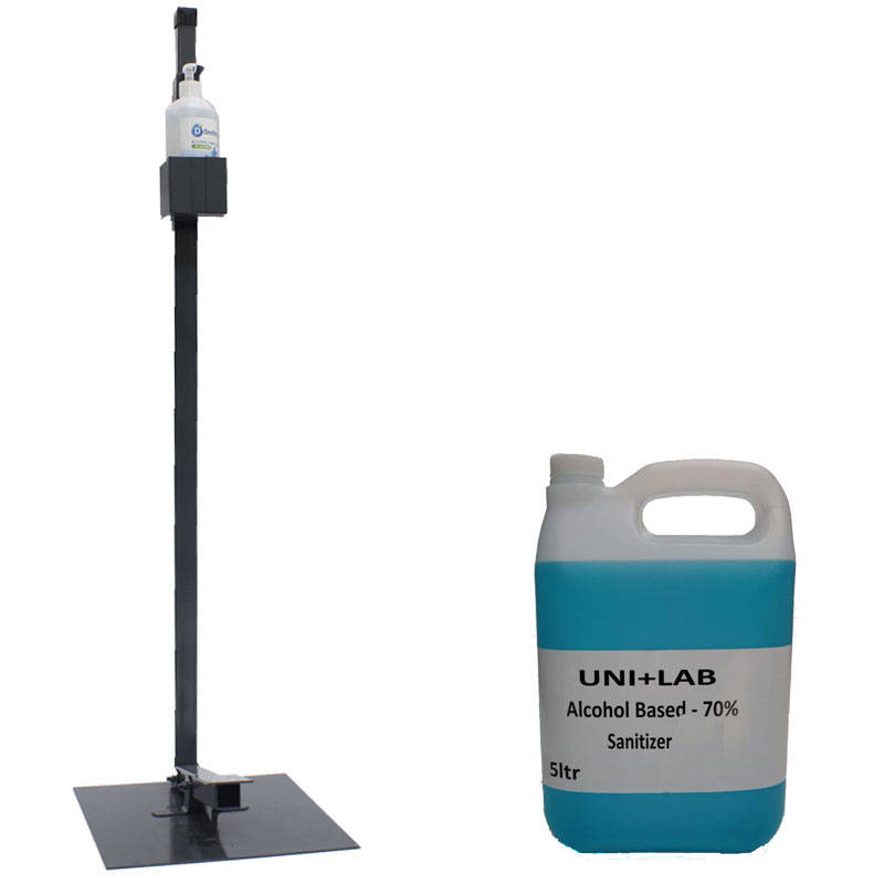 Econo Freestanding Foot Operated Freestanding Sanitizer Dispenser with Sanitizer and 5 Litre