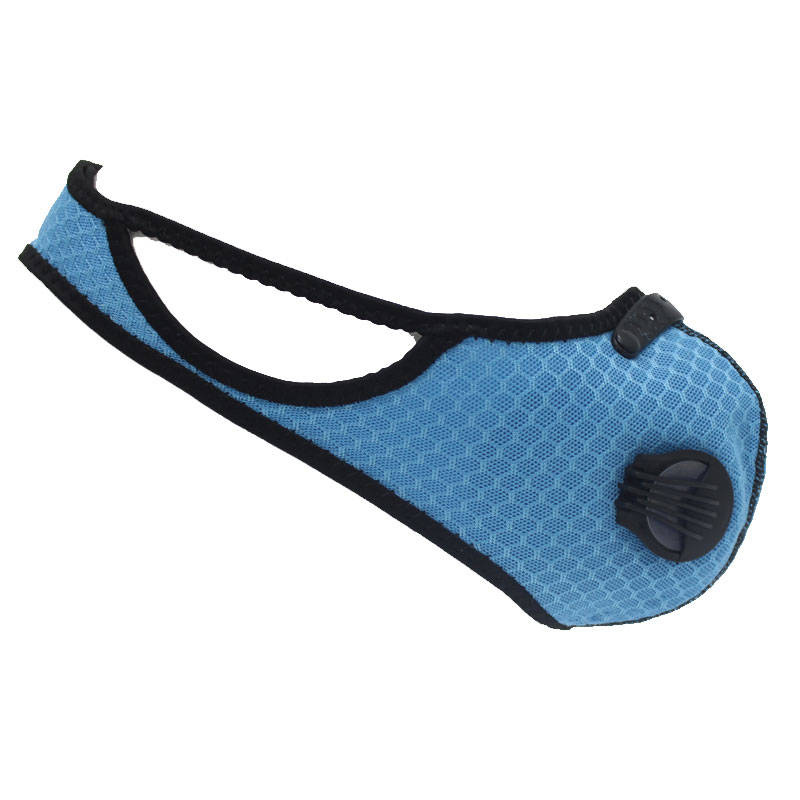 Respirator Double Valve Reusable Washable Sports Face Mask - 100% Polyester - Blue
