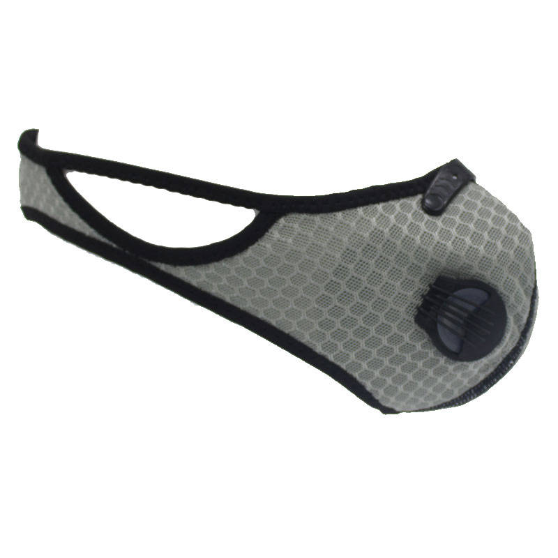 Respirator Double Valve Reusable Washable Sports Face Mask - 100% Polyester - Grey