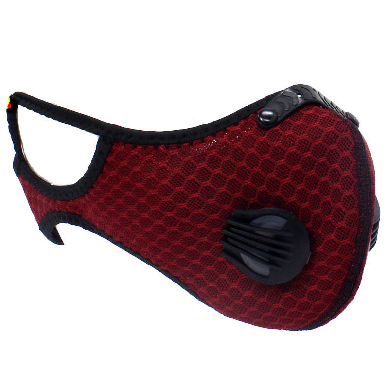 Respirator Double Valve Reusable Washable Sports Face Mask - 100% Polyester - Dark Pink(Fuchsia)
