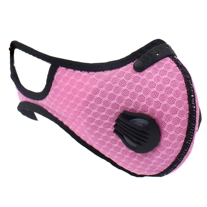 Respirator Double Valve Reusable Washable Sports Face Mask - 100% Polyester - Pink