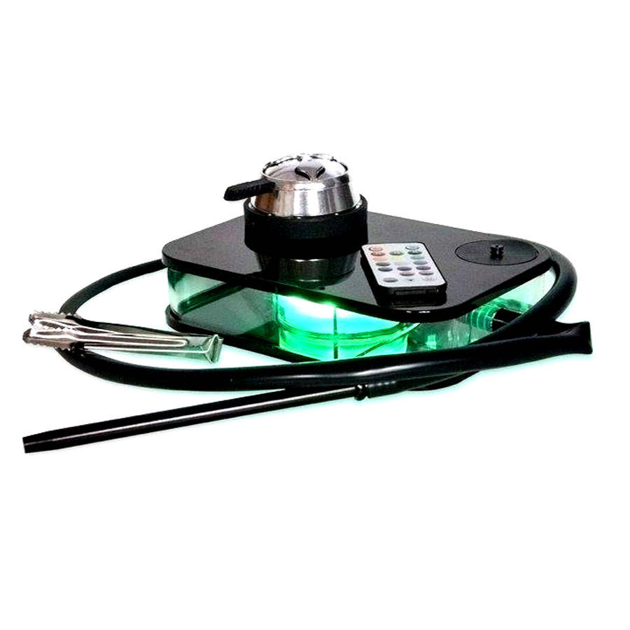 Hookah Shisha Hot Box - LED Lights - Tong - Pipes &amp; Remote - Blue