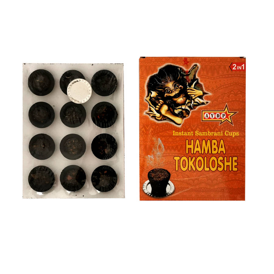 Hamba Tokoloshe Premium Sambrani Cups &amp; Safety Tray - 1 Pack with 12 Cups