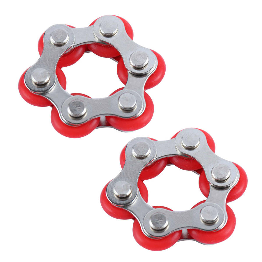 Fidget Toys Bike Roller Chain Stress Reducer Bike Chain Fidget Toy - Red - 2 Pack
