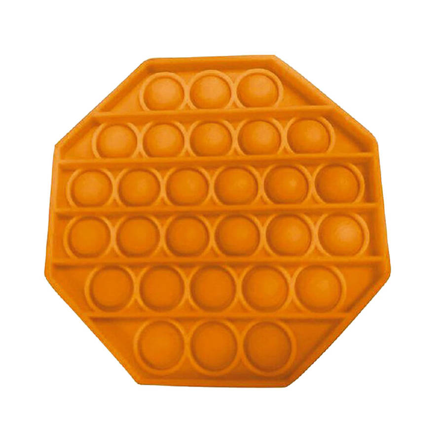 Fidget Toys - Pop It Washable Reusable Fidget Toy - Octagon - Orange