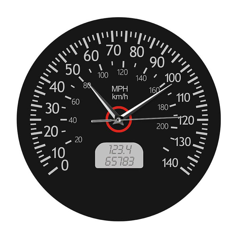 Speedo 30cm Decor Wall Clock - Round Black Speedometer Watch
