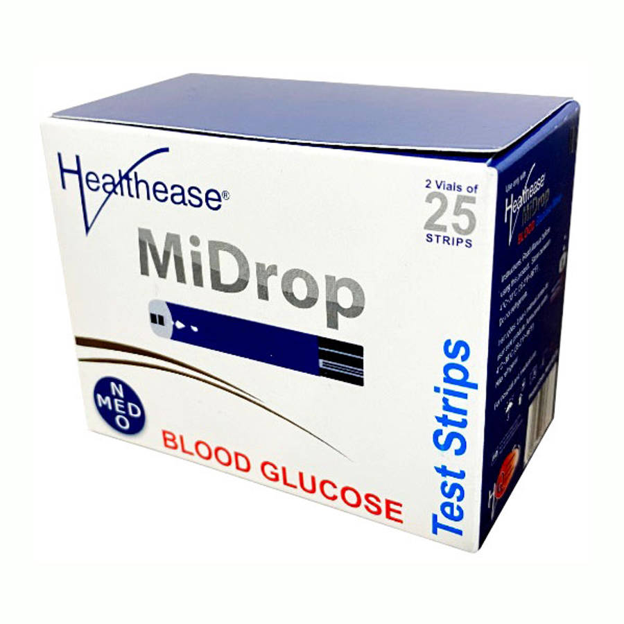 MiDrop Blood Glucose Test Strips - 2 Vials of 25 Strips