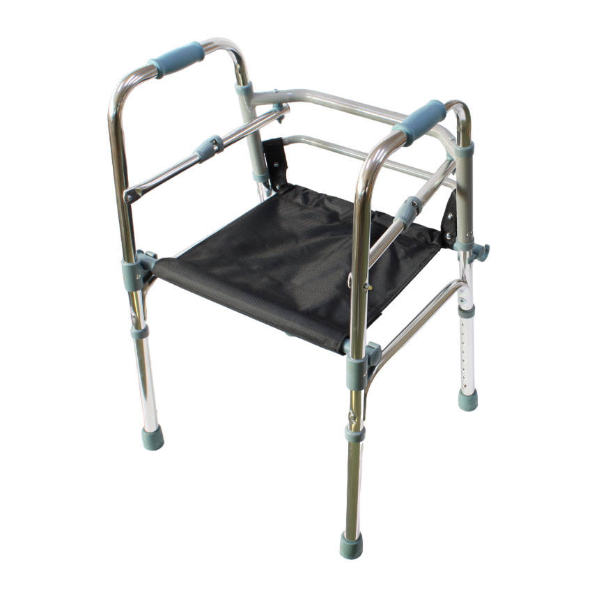 Walker - Lightweight Adjustable Foldable Aluminium Frame Walker with Seat