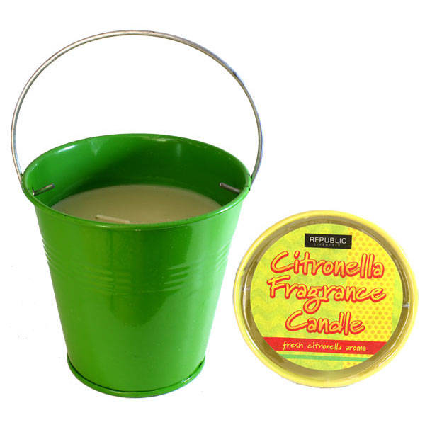 Citronella Mosquito / Insect Repellant Candle in Metal Bucket - 250g - Green