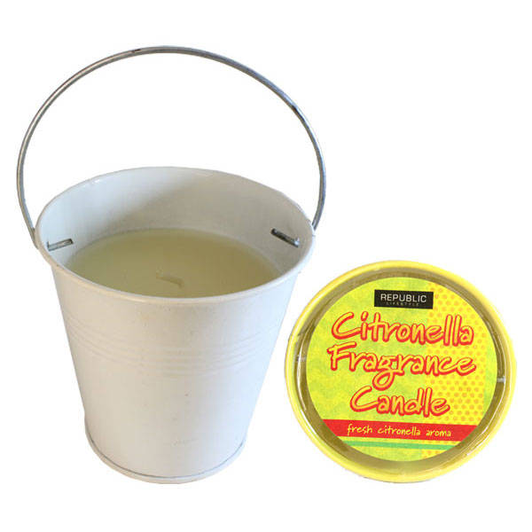 Citronella Mosquito / Insect Repellant Candle in Metal Bucket - 250g - White