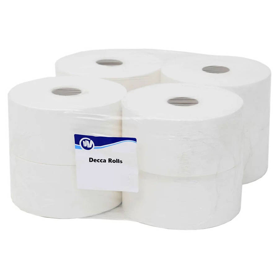 Decca Toilet Paper Rolls - (100 x 100) 5000 Sheets - 1 Ply - 8 Pack