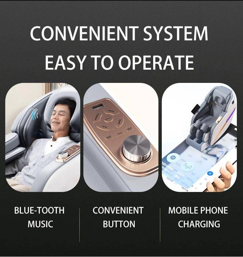 Deluxe Zero Gravity Luxury Full Body Bluetooth Massage Chair - Grey/White
