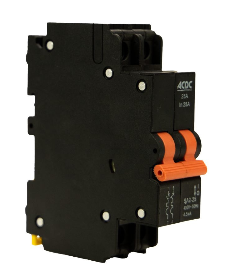Circuit Breaker 13mm 4.5KA  2 Pole D-Curve  25A