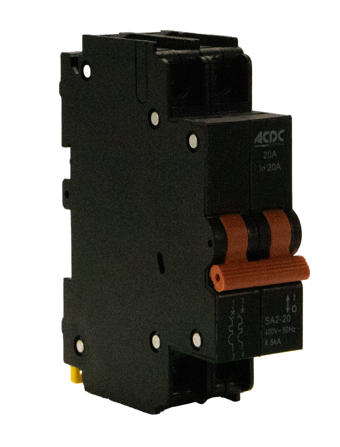 Circuit Breaker 13mm 4.5KA  2 Pole D-Curve  20A