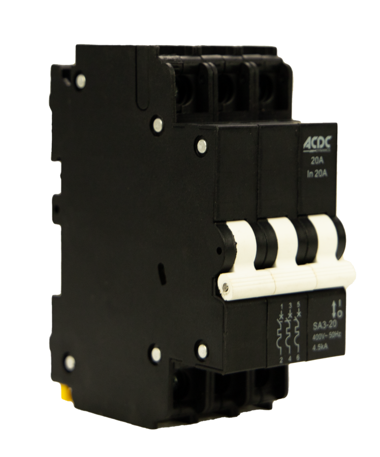 Circuit Breaker 13mm 4.5KA  3 Pole C-Curve   20A