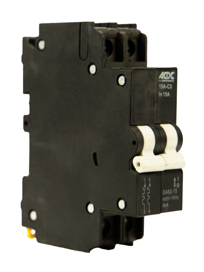 Circuit Breaker 13mm 6KA  2 Pole C-Curve   15A