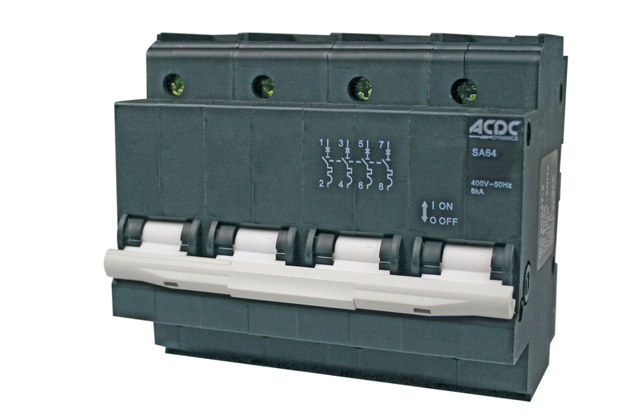 Circuit Breaker 13mm 6KA  4 Pole C-Curve   63A