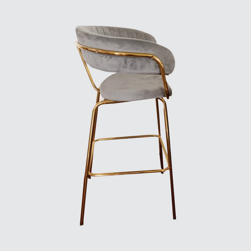 S/S Gold Bar Chair With Grey Velvet Seat