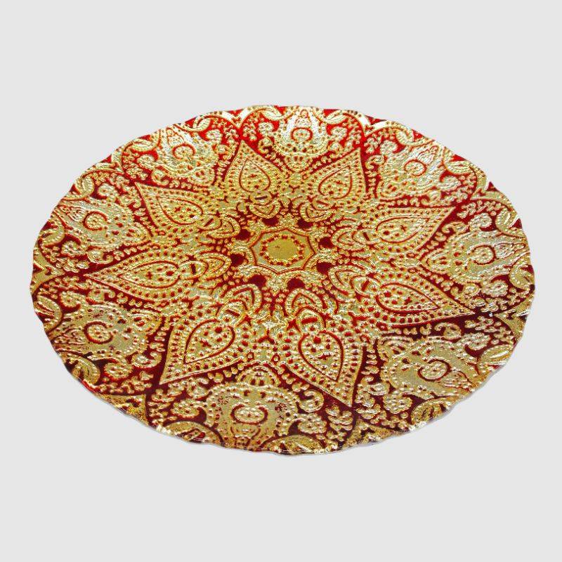 Glass Underplate With Pattern Design-Red