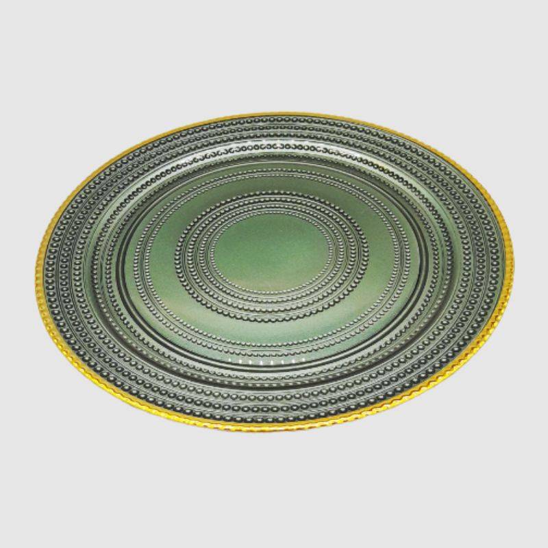 Glass Underplate Emerald Green 33cm