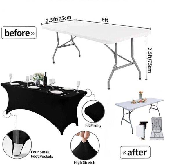 Premium Quality Spandex Fitted Trestle Table Cover - White