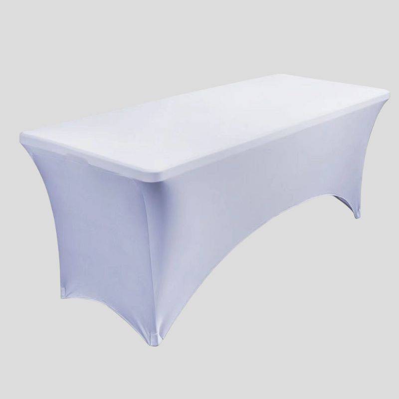 Premium Quality Spandex Fitted Trestle Table Cover - White